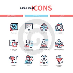 Business training - line design style icons set