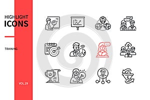 Business training - line design style icons set