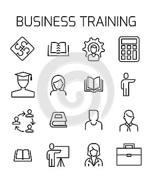 Business training related vector icon set.