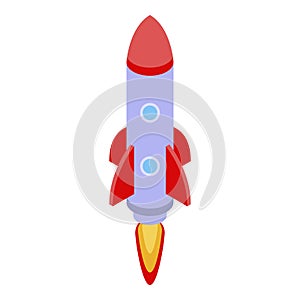 Business training rocket icon, isometric style