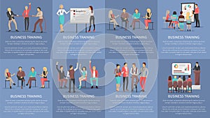 Business Training Seminars Set of Posters Vector