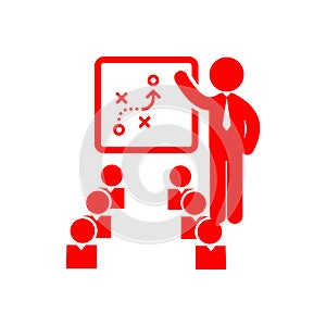 business training , teaching, learning, teacher , board , meet up, displayed, training red icon photo