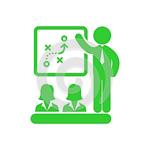 business training , teaching, learning, teacher , board , meet up, displayed, training green icon photo