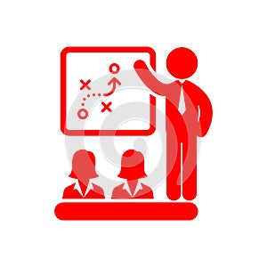 business training , teaching, learning, teacher , board , meet up, displayed, training red icon photo