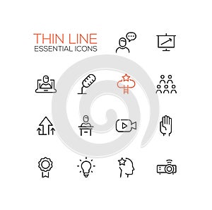 Business Training - Thin Single Line Icons Set