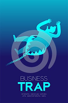 Business Trap Design vertical set, Businessman trapped c