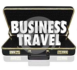 Business Travel Briefcase Words Important Meeting