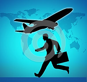 Business travel catching a flight symbol