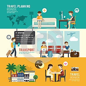 Business travel design concept people set planning, searching