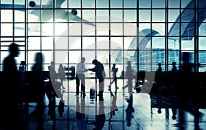 Business Travel Handshake Communter Terminal Airport Concept