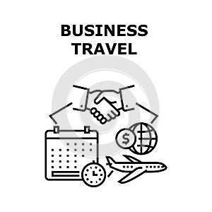 Business Travel Vector Concept Black Illustration