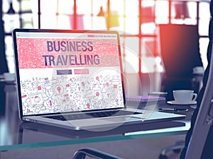 Business Travelling Concept on Laptop Screen.