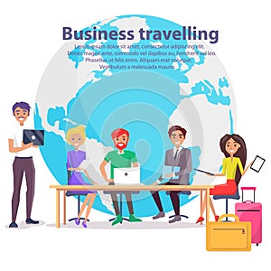 Business Travelling and Globe Vector Illustration