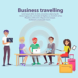 Business Travelling Workers Vector Illustration