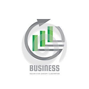 Business trend - vector logo concept illustration. Abstract arrow, circle and blocks. Finance growth graphic icon. Design element