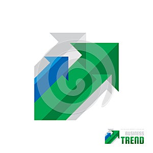 Business trend - vector logo template concept illustration. Abstract arrows system background. Infographic icon.