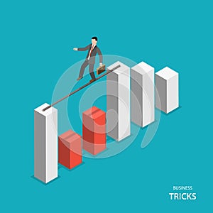 Business tricks isometric flat vector concept.