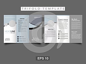 Business trifold leaflet brochure template design. Vector graphics.