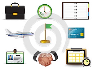 Business trip icon collection set