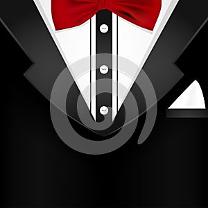 Business tuxedo background with a red bow tie and