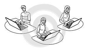 business typing on keyboard vector