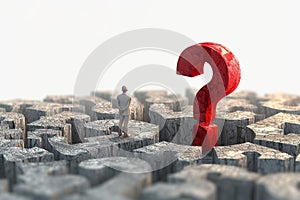 Business uncertainty 3D rendering of a businessman and red question