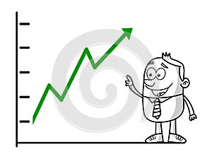 Business up stick figure cartoon