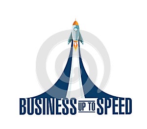 Business up to speed rocket smoke message illustration