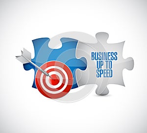 Business up to speed target puzzle pieces message