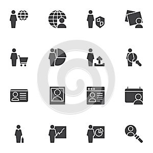 Business user vector icons set