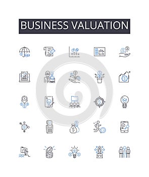 Business valuation line icons collection. Anxiety, Depression, Addiction, Bipolar, Mental illness, Therapy, Substance