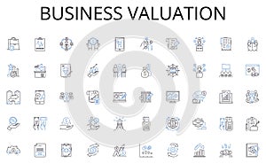 Business valuation line icons collection. Proptech, Automation, Innovation, Smart homes, Analytics, Digitalization