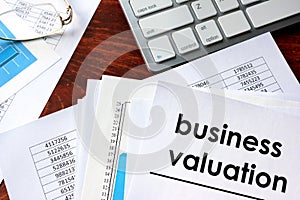 Business valuation written in a document.