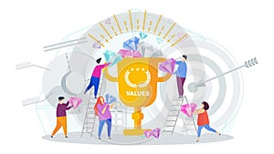 Business values concept. Company values shared by staff.