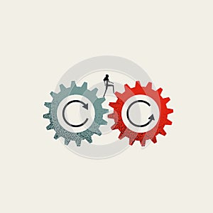 Business vector concept, reinventing yourself. Symbol of opportunity, improvement, motivation. Minimal illustration.