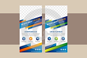 Business vector design elements for graphic layout of vertical roll up banner
