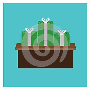 Business Vector illustration icon dollar cash pile money on a