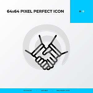 Business vector line icon style. cooperation agreement 64x64 Pixel perfect icon