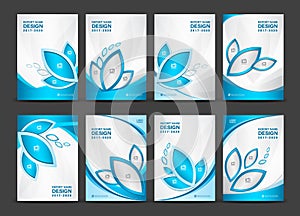 Business vector set, Brochure template layout, blue cover design