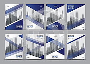 Business vector set, Brochure template layout, Blue cover design
