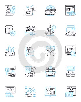 Business venture linear icons set. Investment, Start-up, Entrepreneurship, Expansion, Innovation, Marketing, Sales line