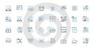 Business venture linear icons set. Investment, Start-up, Entrepreneurship, Expansion, Innovation, Marketing, Sales line