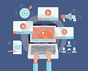 Business video marketing content online concept