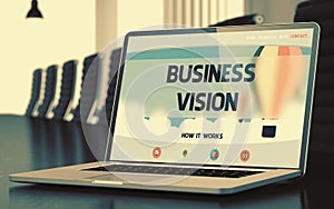 Business Vision on Laptop in Conference Room. 3D.