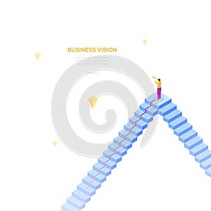 Business vision - modern isometric vector web banner