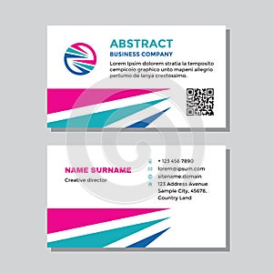 Business visit card template with logo - concept design. Abstract cooperation branding symbol. Vector illustration.