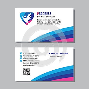 Business visit card template with logo - concept design. Angel wing positive healthcare branding. Vector illustration.