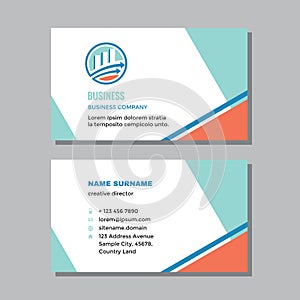 Business visit card template with logo - concept design. Marketing finance exchange branding. Vector illustration.