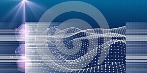 Business visualization grid of artificial intelligence concept with blured lines. Big data. Quantum virtual cryptography.