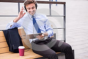Business voyager with tablet photo